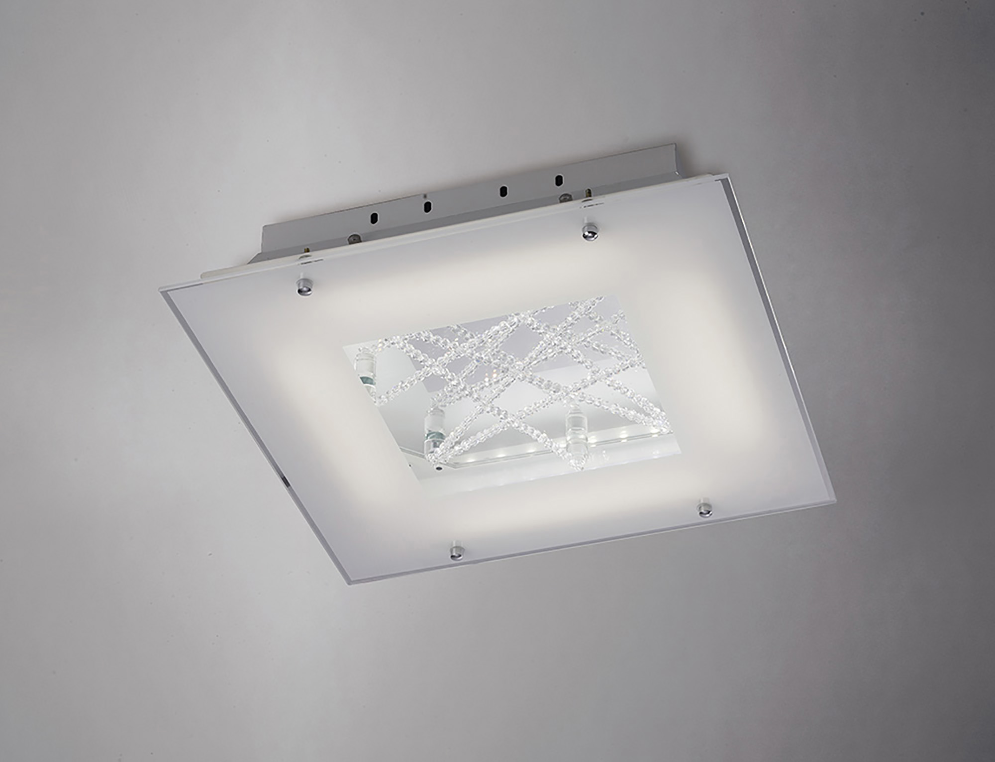 IL80050  Felix Crystal 16W LED Square  Flush Ceiling Light